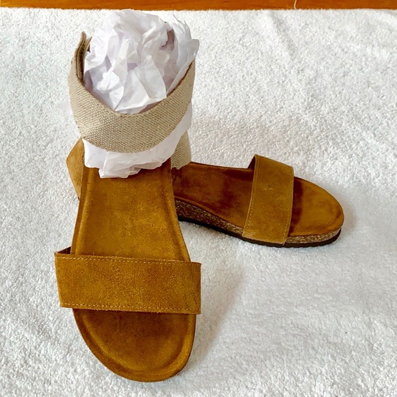 Sundance Shoes - Sundance Suede / Linen Flat Sandals - Size 38